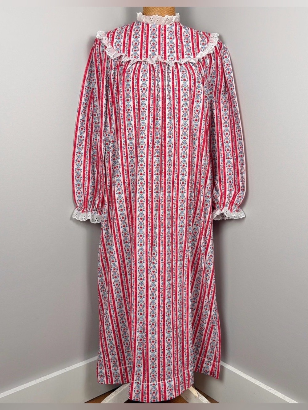 Vintage Lanz Of Salzburg Nightgown S Cottagecore Fleece Maxi Ruffle Dress Flanne